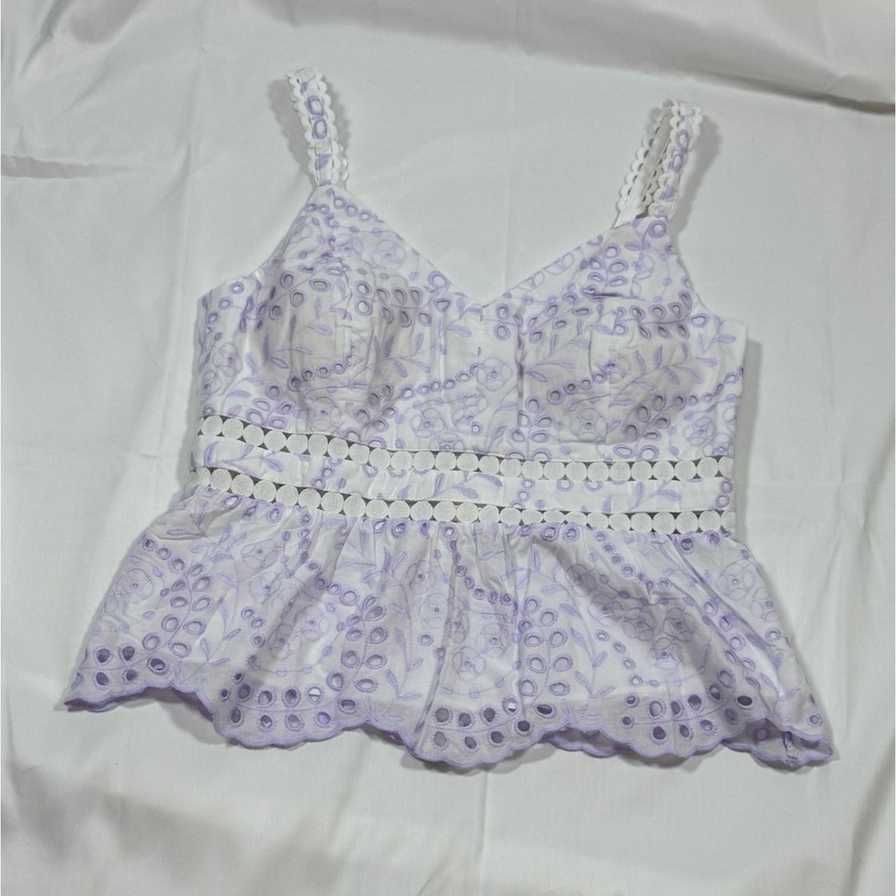 NWT Lilly Pulitzer Tiah Eyelet Top Water Hyacinth Dancing Daisies Purple White